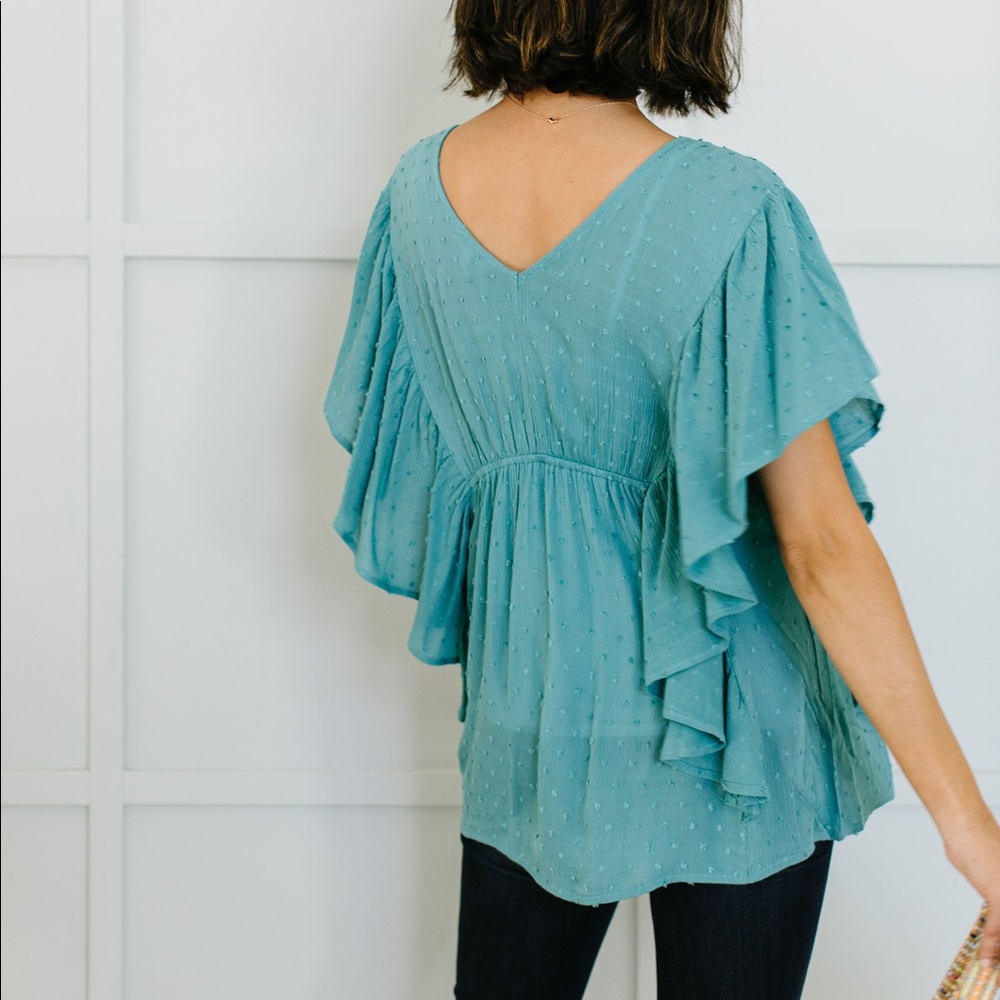 Fly Away Home Blouse in Dusty Teal - Picture 5 of 10